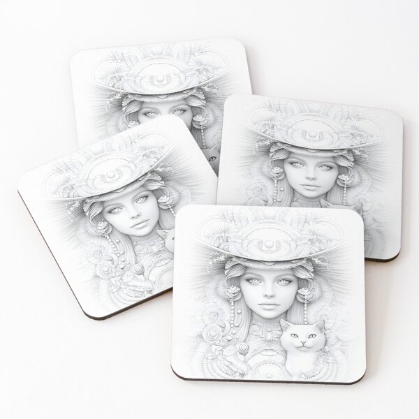 Item preview, White Witch Goddess Portrait With Mystical Cat designed and sold by Shoot-The-Moon.