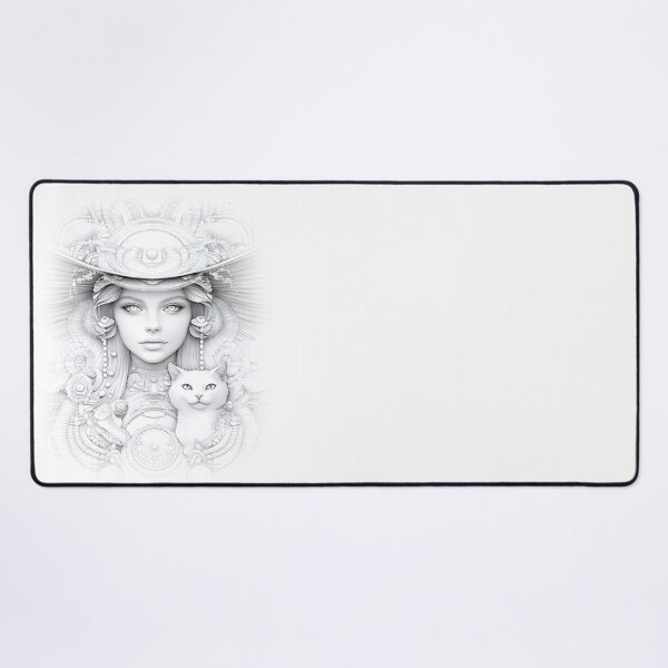 Item preview, White Witch Goddess Portrait With Mystical Cat designed and sold by Shoot-The-Moon.