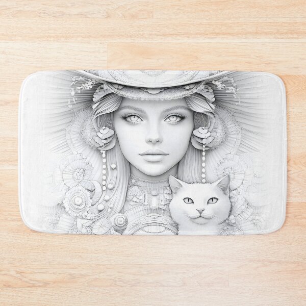 Item preview, White Witch Goddess Portrait With Mystical Cat designed and sold by Shoot-The-Moon.