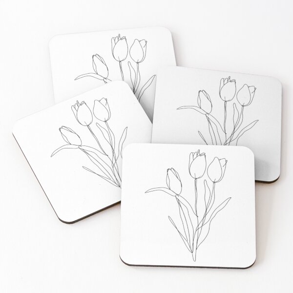 Item preview, Minimal Line Art Tulips Trio – Composition 3 designed and sold by NuvoraNest.