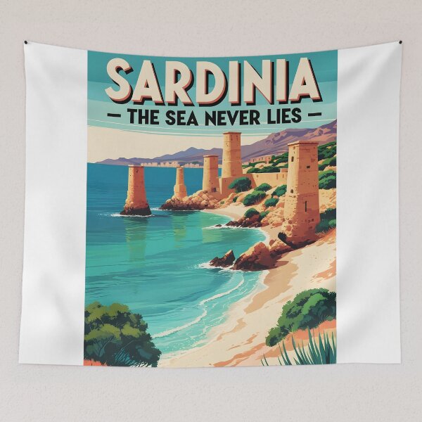 Item preview, Sardinia Crystal Sea Vintage  Italia Dreamy Romantic Travel Poster Italy designed and sold by MapSoul.