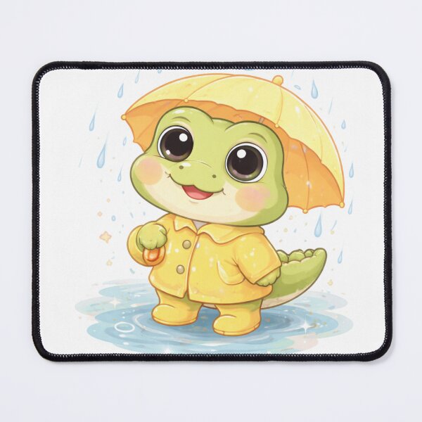 Item preview, Kawaii Croco in the Rain - Cozy Lime Vibes. designed and sold by Lylysun.