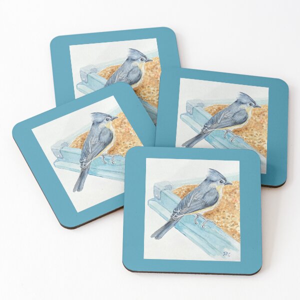 Item preview, Tufted Titmouse at bird feeder designed and sold by H.E.R.STUDIO.