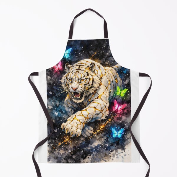 Item preview, Kintsugi Porcelain Tiger: Cosmic Golden Leap designed and sold by Green Seeker.