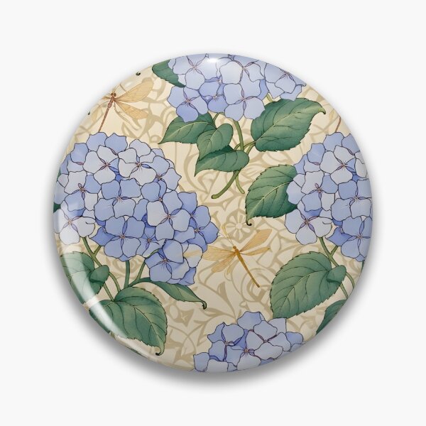 Item preview, Art Nouveau Hydrangea Pattern with Dragonflies – Vintage Botanical Floral Design designed and sold by EmiliaBassano.