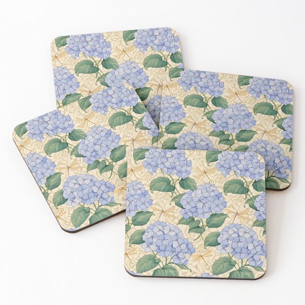 Item preview, Art Nouveau Hydrangea Pattern with Dragonflies – Vintage Botanical Floral Design designed and sold by EmiliaBassano.