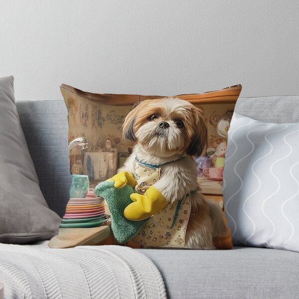 Item preview, Cute Shih Tzu Washing Dishes – Adorable Kitchen Dog Art designed and sold by AmetistLight.