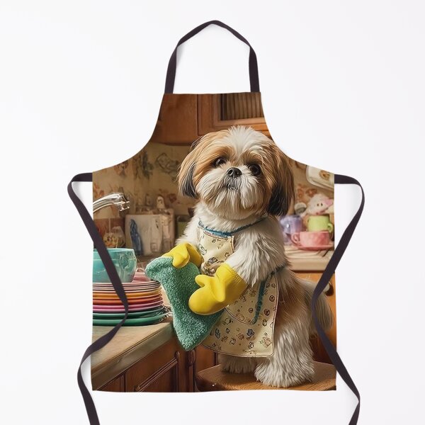 Item preview, Cute Shih Tzu Washing Dishes – Adorable Kitchen Dog Art designed and sold by AmetistLight.