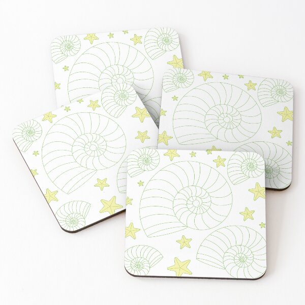Item preview, Green Nautilus Shell Pattern – Coastal Ocean Minimalist Seashell & Starfish Aesthetic Design designed and sold by SurfaceLab.