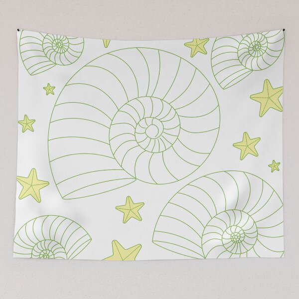 Item preview, Green Nautilus Shell Pattern – Coastal Ocean Minimalist Seashell & Starfish Aesthetic Design designed and sold by SurfaceLab.