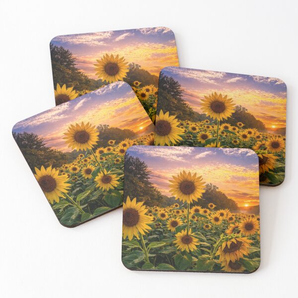 Item preview, Golden Hour Sunflowers: Radiant Summer Sunset Landscape designed and sold by Dreamy Armine Art.