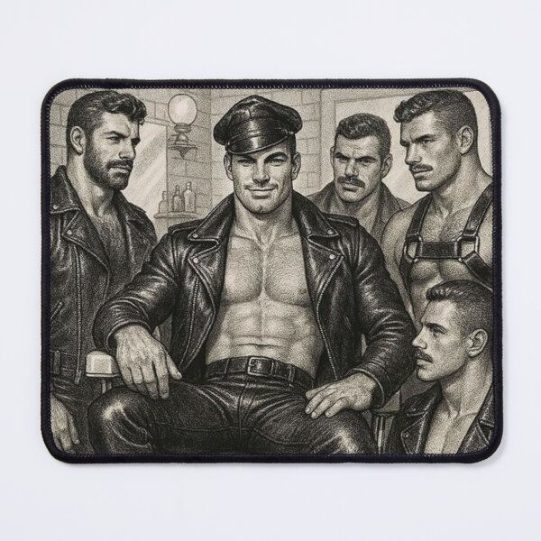 Item preview, Vintage Leather Legends Barbershop Brotherhood Series A Close Shave Leder Pride Tom of Finland Tribute Graphic Design designed and sold by ItsAKinkThing.
