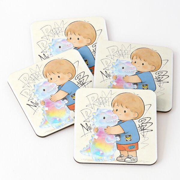Item preview, Rainbow Crystal Dino Hug - Boy & Dinosaur Family designed and sold by PrintStichCo.