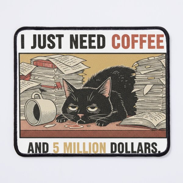 Item preview, Overworked Cat Needs Coffee - Funny Burnout 5 Million Dollars designed and sold by Jonaase.
