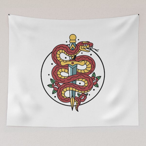 Item preview, Old school snake and dagger tattoo illustration designed and sold by graphickamla.