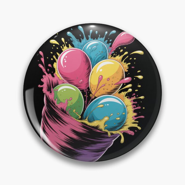 Artikelvorschau, Holi-Wasserbomben-Schleuder-Shirt | Comic-Pop-Art-Farbballon-Start-Splash-Festival-der-Farben-Frühlings-T-Shirt entworfen und verkauft von DarylWelsh2024.
