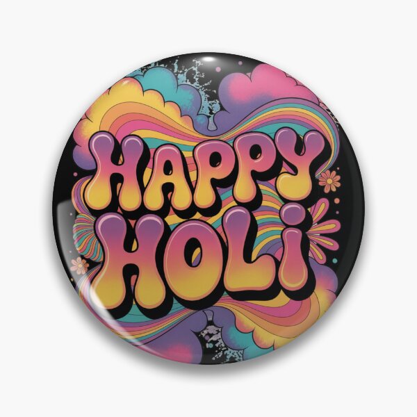 Item preview, Happy Holi Shirt | Retro Psychedelic Rainbow Wave Groovy Bubble Letter Festival of Colors Spring Tee designed and sold by DarylWelsh2024.