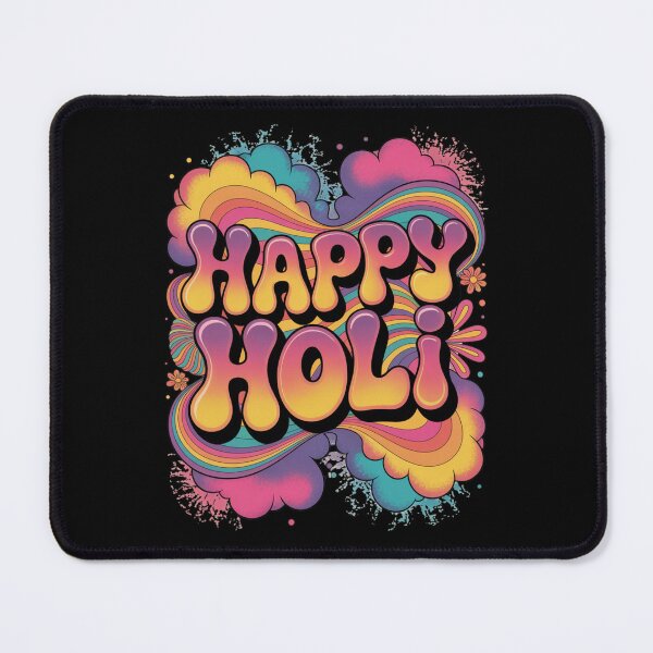 Item preview, Happy Holi Shirt | Retro Psychedelic Rainbow Wave Groovy Bubble Letter Festival of Colors Spring Tee designed and sold by DarylWelsh2024.