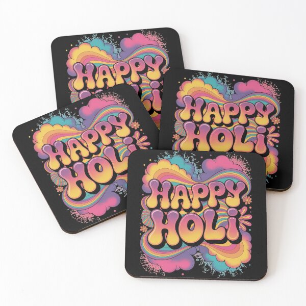 Item preview, Happy Holi Shirt | Retro Psychedelic Rainbow Wave Groovy Bubble Letter Festival of Colors Spring Tee designed and sold by DarylWelsh2024.
