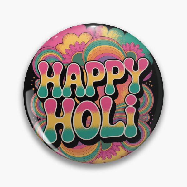 Item preview, Happy Holi Shirt | Retro Floral Rainbow Frame Groovy Teal Pink Bubble Letter Festival of Colors Spring Tee designed and sold by DarylWelsh2024.