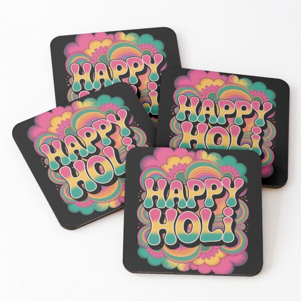 Item preview, Happy Holi Shirt | Retro Floral Rainbow Frame Groovy Teal Pink Bubble Letter Festival of Colors Spring Tee designed and sold by DarylWelsh2024.