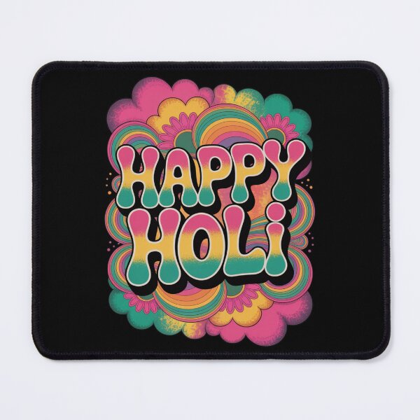Item preview, Happy Holi Shirt | Retro Floral Rainbow Frame Groovy Teal Pink Bubble Letter Festival of Colors Spring Tee designed and sold by DarylWelsh2024.
