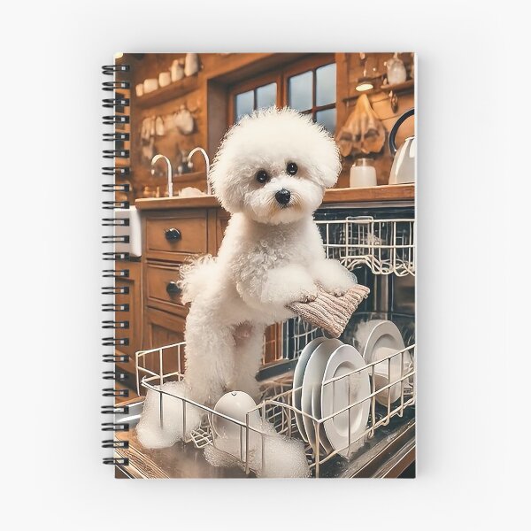 Item preview, Cute Bichon Frise Doing Dishes – Adorable Kitchen Dog Art designed and sold by AmetistLight.