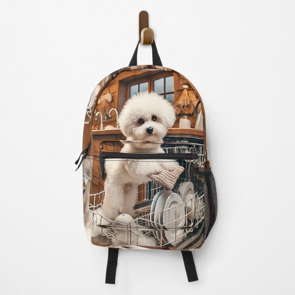 Item preview, Cute Bichon Frise Doing Dishes – Adorable Kitchen Dog Art designed and sold by AmetistLight.