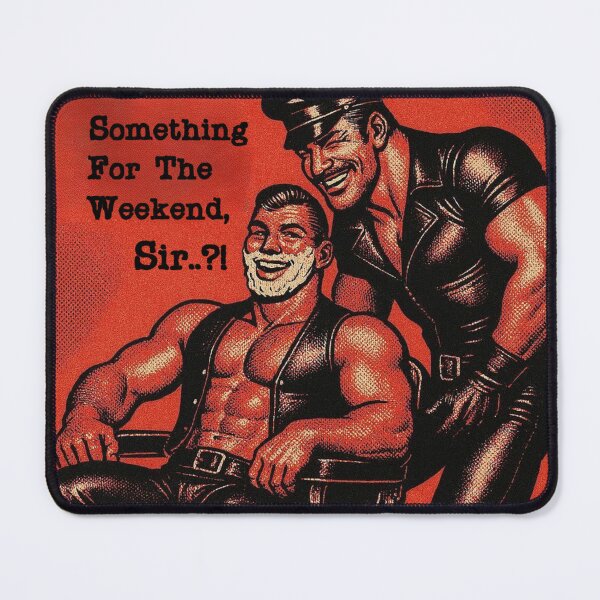 Item preview, Retro Gay Leather Humor Something For The Weekend, Sir? Tom of Finland Tribute Twisted Leather Poster Design  designed and sold by ItsAKinkThing.