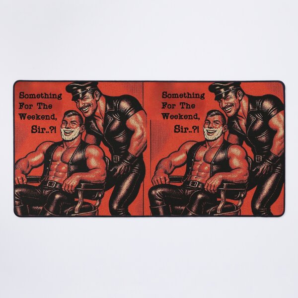 Item preview, Retro Gay Leather Humor Something For The Weekend, Sir? Tom of Finland Tribute Twisted Leather Poster Design designed and sold by ItsAKinkThing.