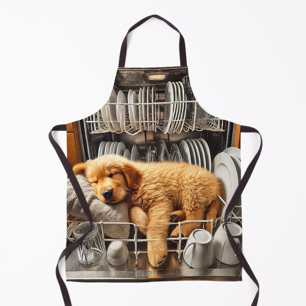 Item preview, Sleepy Golden Retriever Puppy in Dishwasher – Cute Funny Dog Art designed and sold by AmetistLight.