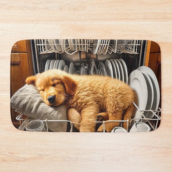 Item preview, Sleepy Golden Retriever Puppy in Dishwasher – Cute Funny Dog Art designed and sold by AmetistLight.