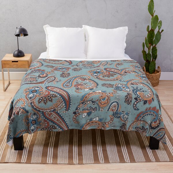 Item preview, Vintage Blue and Rust Paisley Pattern – Classic Ornamental Print designed and sold by Ruchika413.
