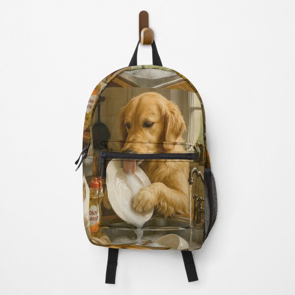 Item preview, Golden Retriever Washing Dishes – Funny Kitchen Dog Art designed and sold by AmetistLight.