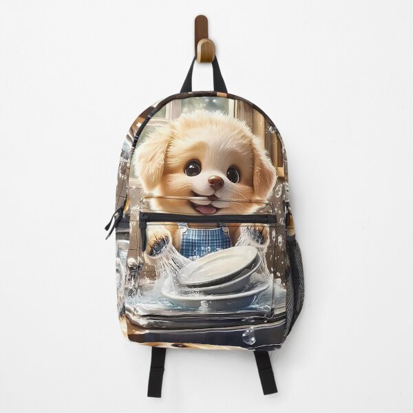 Item preview, Cute Puppy Washing Dishes – Adorable Kitchen Dog Illustration designed and sold by AmetistLight.