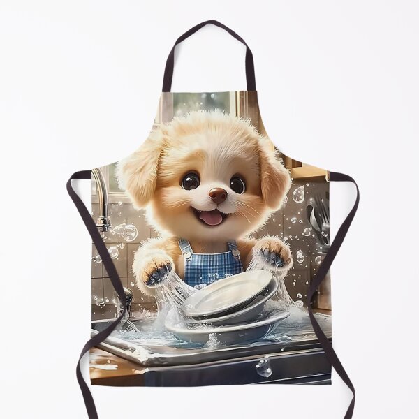 Item preview, Cute Puppy Washing Dishes – Adorable Kitchen Dog Illustration designed and sold by AmetistLight.