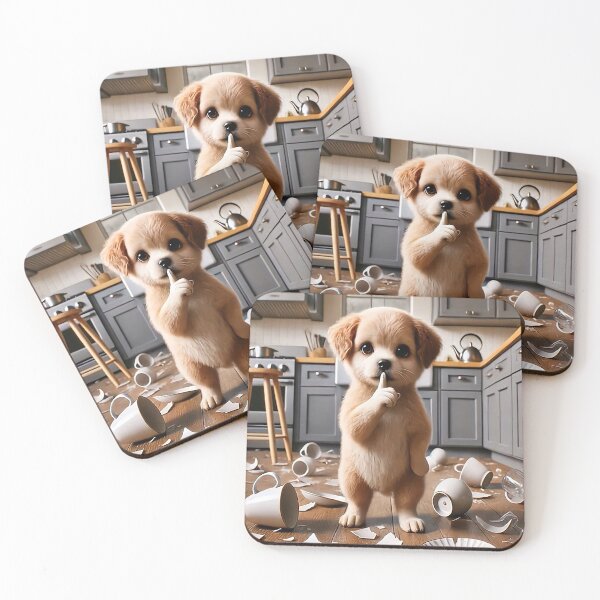 Item preview, Oops! Cute Puppy Broke the Dishes – Funny Dog Art designed and sold by AmetistLight.