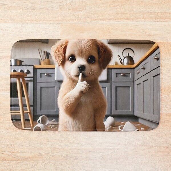 Item preview, Oops! Cute Puppy Broke the Dishes – Funny Dog Art designed and sold by AmetistLight.