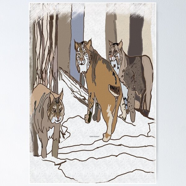 Item preview, Three Bobcats in the Snowy Woods designed and sold by kristalcurt.