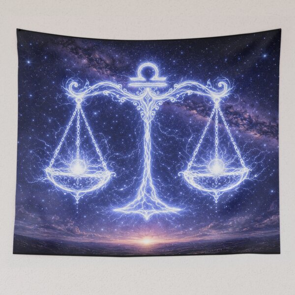 Item preview, Libra Zodiac Lightning Scales – Elegant Electric Constellation designed and sold by SpicyWind.