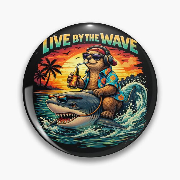 Item preview, Chill otter riding shark designed and sold by PikyBananArtist.
