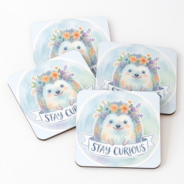 Item preview, Adorable Watercolor Hedgehog with Flower Crown and Motivational Banner designed and sold by The boys.
