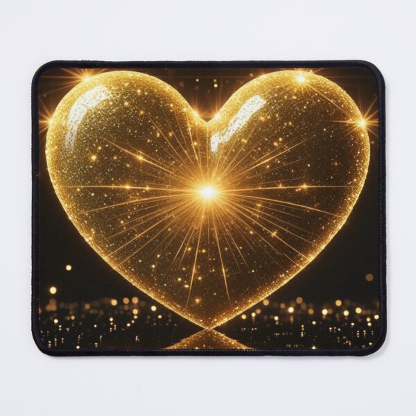 Item preview, Shimmering Golden Heart with Bursting Light - Luxury Glitter Design designed and sold by Dreamy Armine Art.