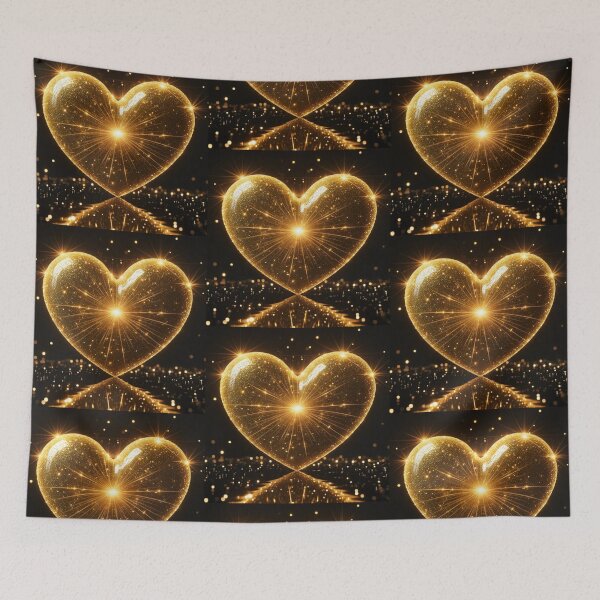 Item preview, Shimmering Golden Heart with Bursting Light - Luxury Glitter Design designed and sold by Dreamy Armine Art.