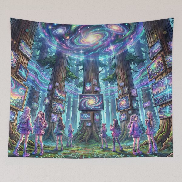 Item preview, Kawaii Girls Exploring a Virtual Art Gallery  designed and sold by M-Y-A-R-T-.