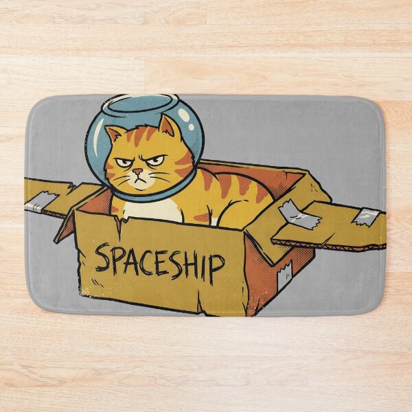 Item preview, Angry Orange Tabby Cat in Cardboard Box Spaceship - Funny Fake Astronaut designed and sold by LazyOrbitStudio.