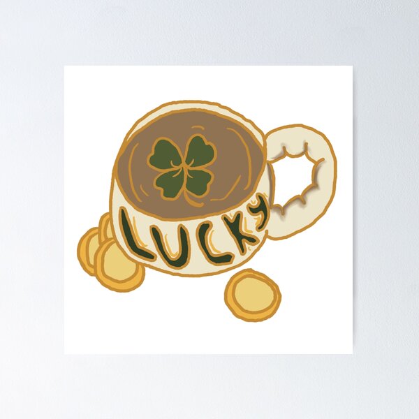 Item preview, Four leaf clover cup with coffee designed and sold by CottageComfortsShoppe.