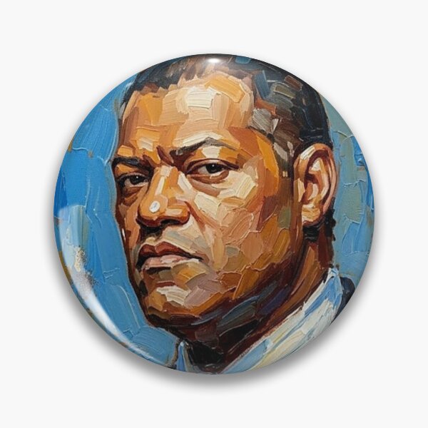 Item preview, The Architect of Intensity: Laurence Fishburne Pinstripe Impasto Portrait designed and sold by Art's Diner.