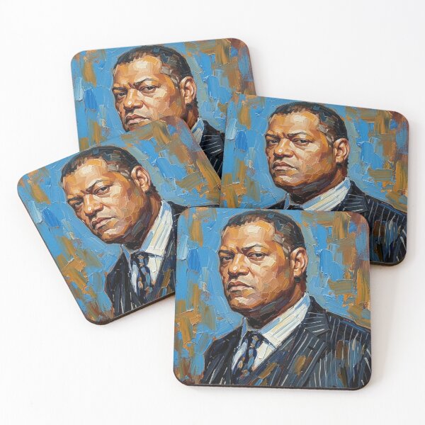 Item preview, The Architect of Intensity: Laurence Fishburne Pinstripe Impasto Portrait designed and sold by Art's Diner.