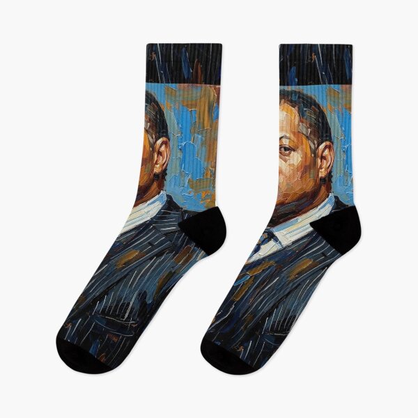 Item preview, The Architect of Intensity: Laurence Fishburne Pinstripe Impasto Portrait designed and sold by Art's Diner.